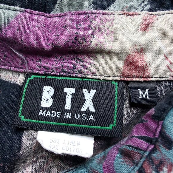 Vintage BTX Abstract Geometric Pattern Button Shirt Short Sleeve - Picture 3 of 6